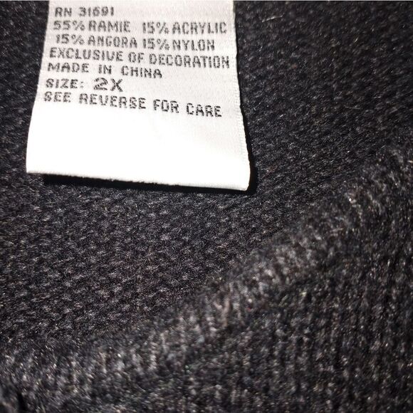 Victoria Jones 2X AngoraBlend Black EmbroideryKnittedButtonsUpLslWomen'sCardigan - Picture 2 of 9